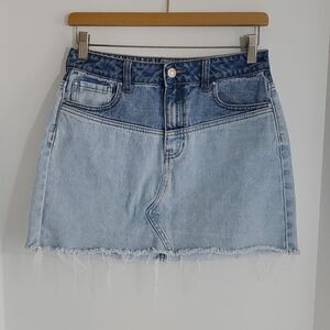 PacSun Two Tone Colorblock Raw Hem Denim Mini Skirt Women's Size 26